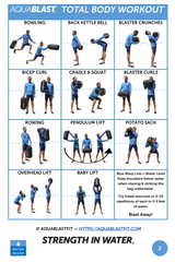 AquaBLAST workout cards are included with each AquaBLAST bag - lifting and gravity exercises