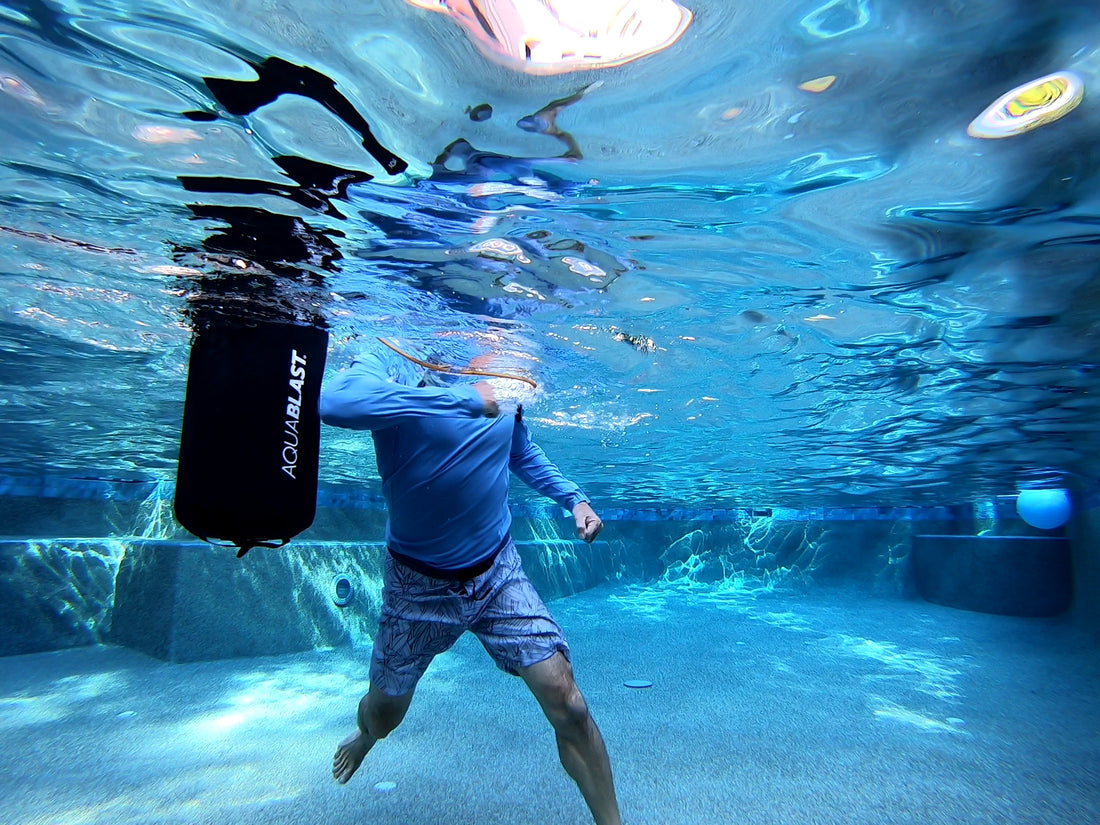 The AquaBLAST Tether lets you workout anywhere in the swimming pool