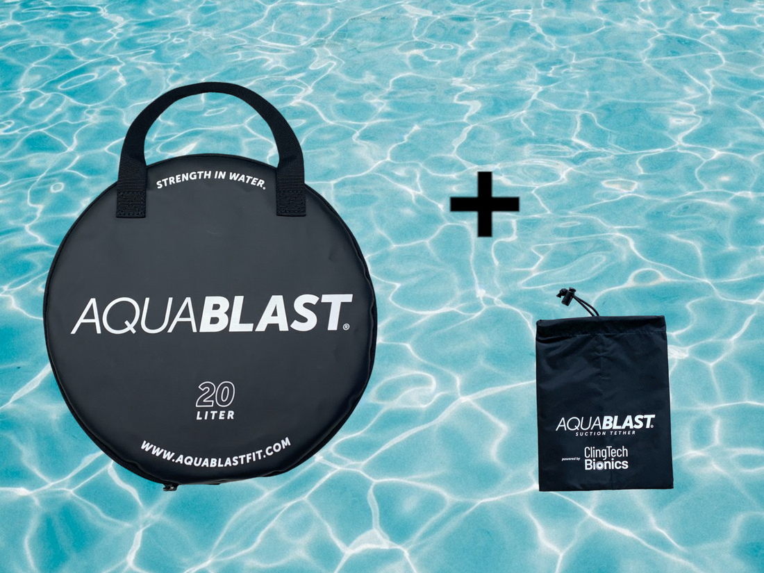 AquaBLAST Combo package with ClingFish Suction cup for low impact Aqua Fitness, Water Aerobics, Hydro Workouts, and Pool Kickboxing