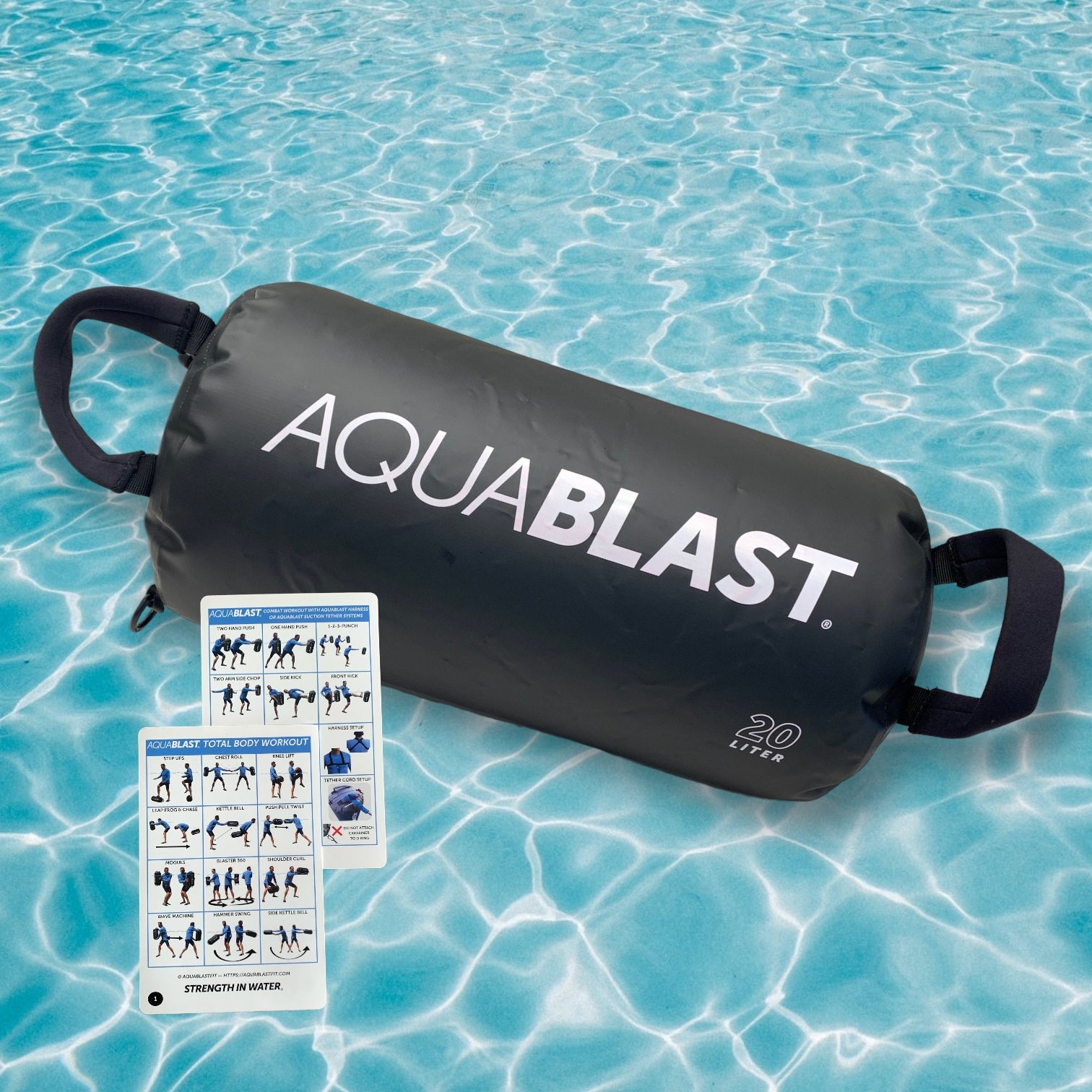 AquaBLAST 20 Liter Pool Fitness and Puinching Bag with Workout Cards