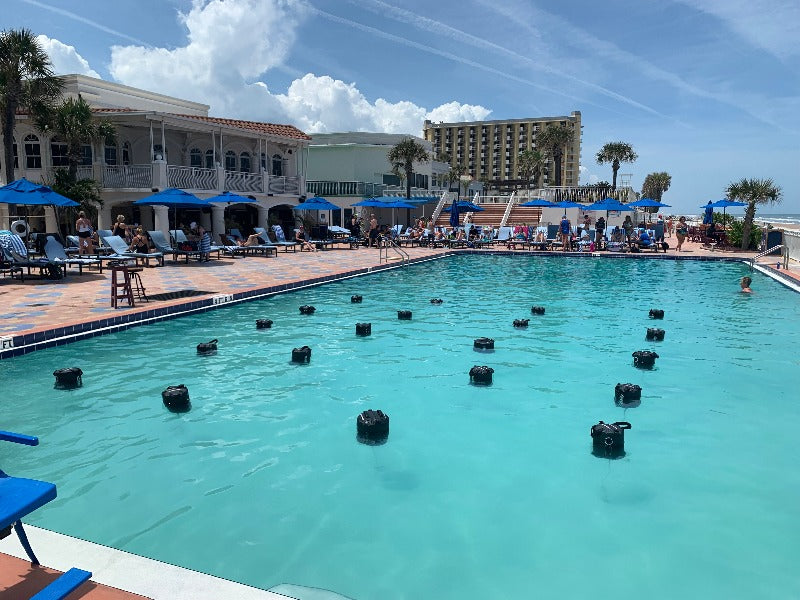 AquaBLAST Suction Tether system demonstration at the International Aquatic Fitness Conference in May 2022. We lined up 20 bags in the pool in about 10 minutes.