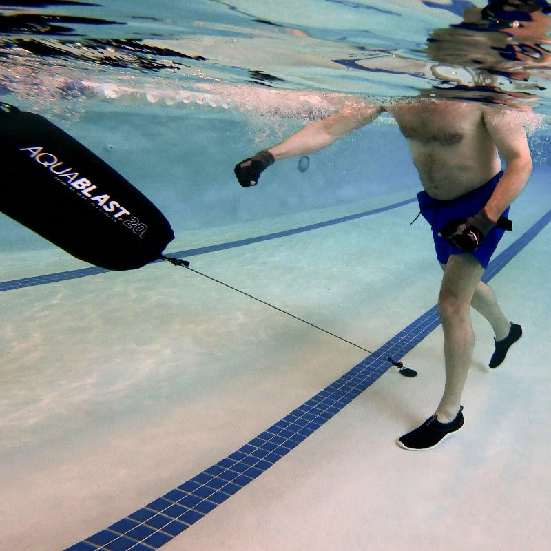 Punch, kick, lift, throw AquaBLAST while it is tethered to the pool floor.